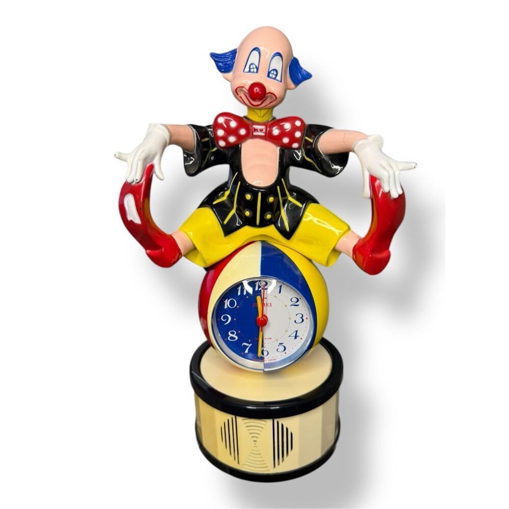 Vintage Jinmei Circus Clown Talking Alarm Clock 1960s
